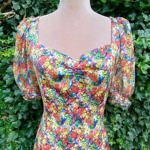 NWT!  MARCHESA NOTTE  Floral Chiffon High Low Dress Size 8